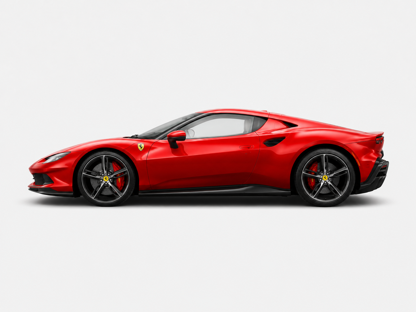 Red Ferrari sports car side view